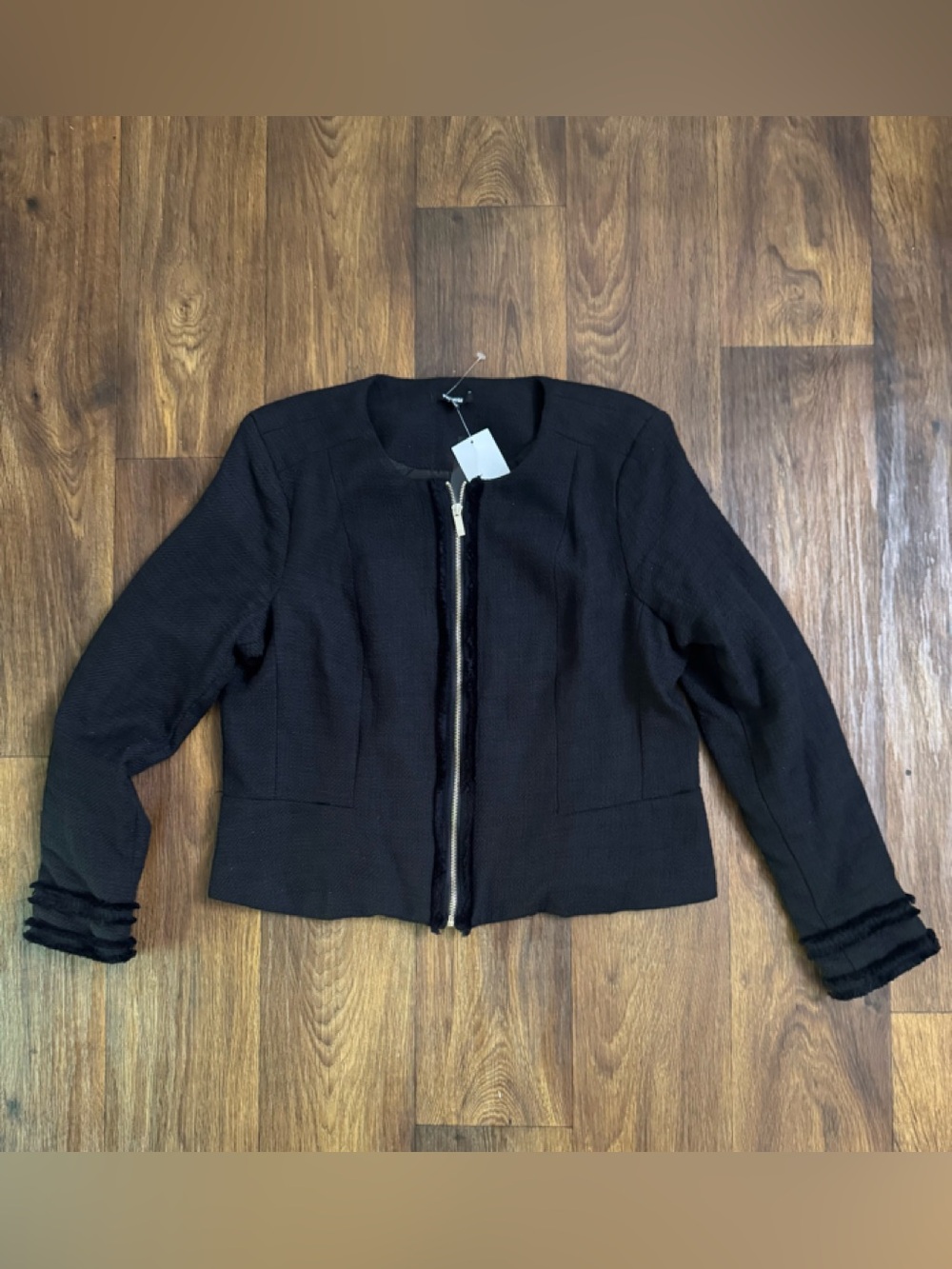 Premise Black Textured Zip-Front Blazer